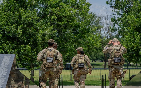 Mississippi National Guard Soldiers patrol ahead of UFC Freedom 250 in Washington, D.C.
