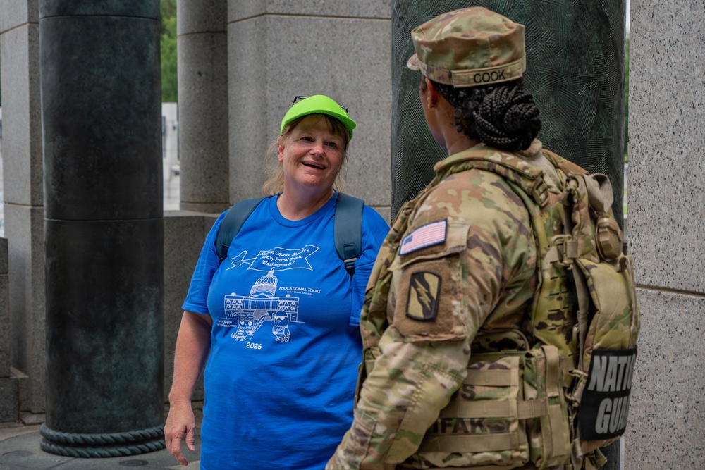 Mississippi National Guard Soldiers patrol ahead of UFC Freedom 250 in Washington, D.C.