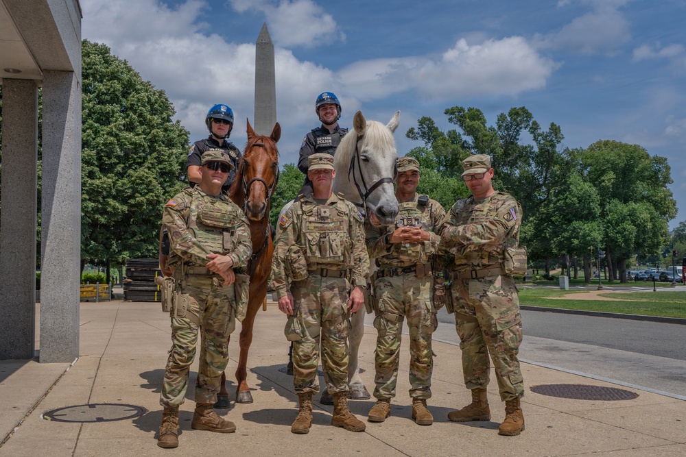 Mississippi National Guard Soldiers patrol ahead of UFC Freedom 250 in Washington, D.C.