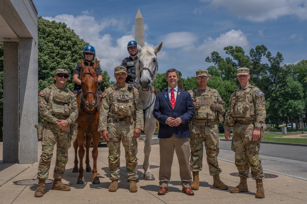 Mississippi National Guard Soldiers patrol ahead of UFC Freedom 250 in Washington, D.C.