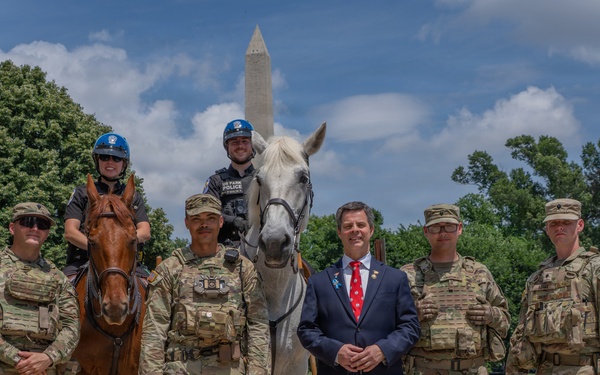 Mississippi National Guard Soldiers patrol ahead of UFC Freedom 250 in Washington, D.C.