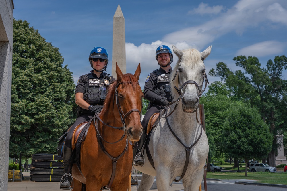 U.S. Park Police officers patrol ahead of UFC Freedom 250 in Washington, D.C.