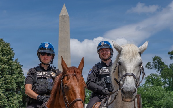 U.S. Park Police officers patrol ahead of UFC Freedom 250 in Washington, D.C.