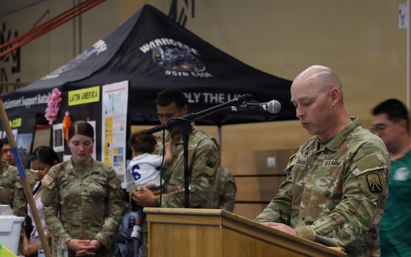 16th Sustainment Brigade Chaplain Leads Prayer at Army Heritage Celebration