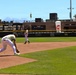 Salt Lake Bees infielder fields ground ball during home game at Smith's Ballpark