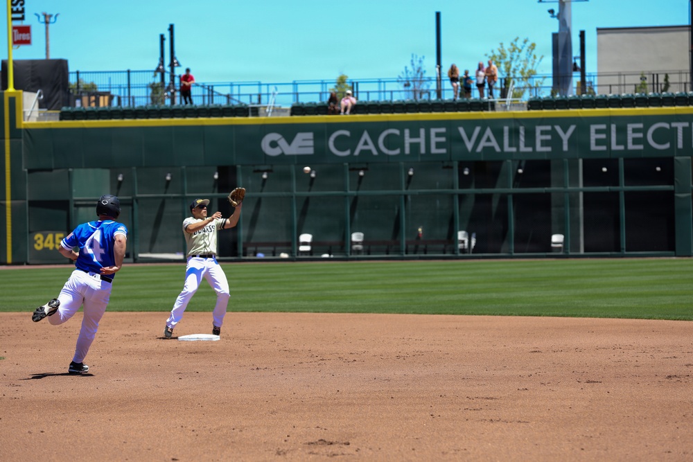 Infielder Prepares to Catch Ball at Second Base During Minor League Baseball Game at CVE Park