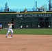 Infielder Prepares to Catch Ball at Second Base During Minor League Baseball Game at CVE Park
