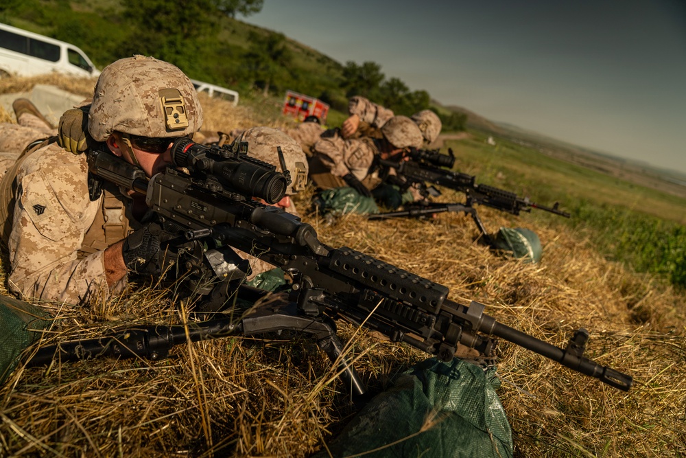 U.S. Marines demonstrate lethality on machine gun range in Romania