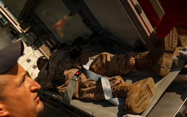U.S. Marines and Romanian emergency responders conduct casualty evacuation drill during Sea Breeze 26
