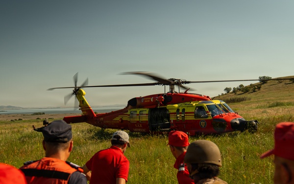 U.S. Marines and Romanian emergency responders conduct casualty evacuation drill during Sea Breeze 26