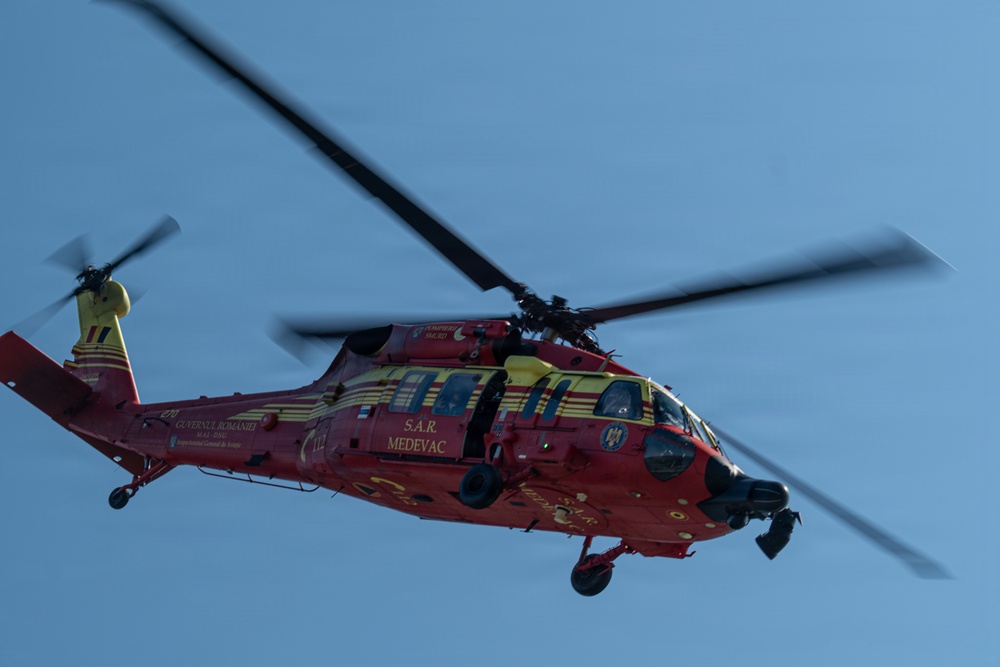 U.S. Marines and Romanian emergency responders conduct casualty evacuation drill during Sea Breeze 26
