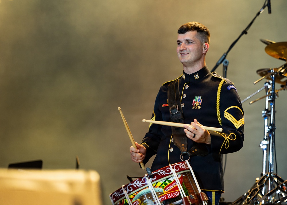 The U.S. Army Ceremonial Band performs with Zac Brown Band at Freedom 250 Fan Fest