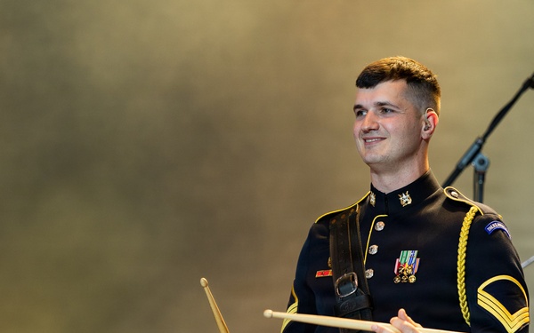 The U.S. Army Ceremonial Band performs with Zac Brown Band at Freedom 250 Fan Fest