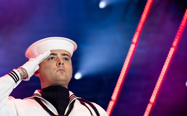 The U.S. Army Ceremonial Band performs with Zac Brown Band at Freedom 250 Fan Fest