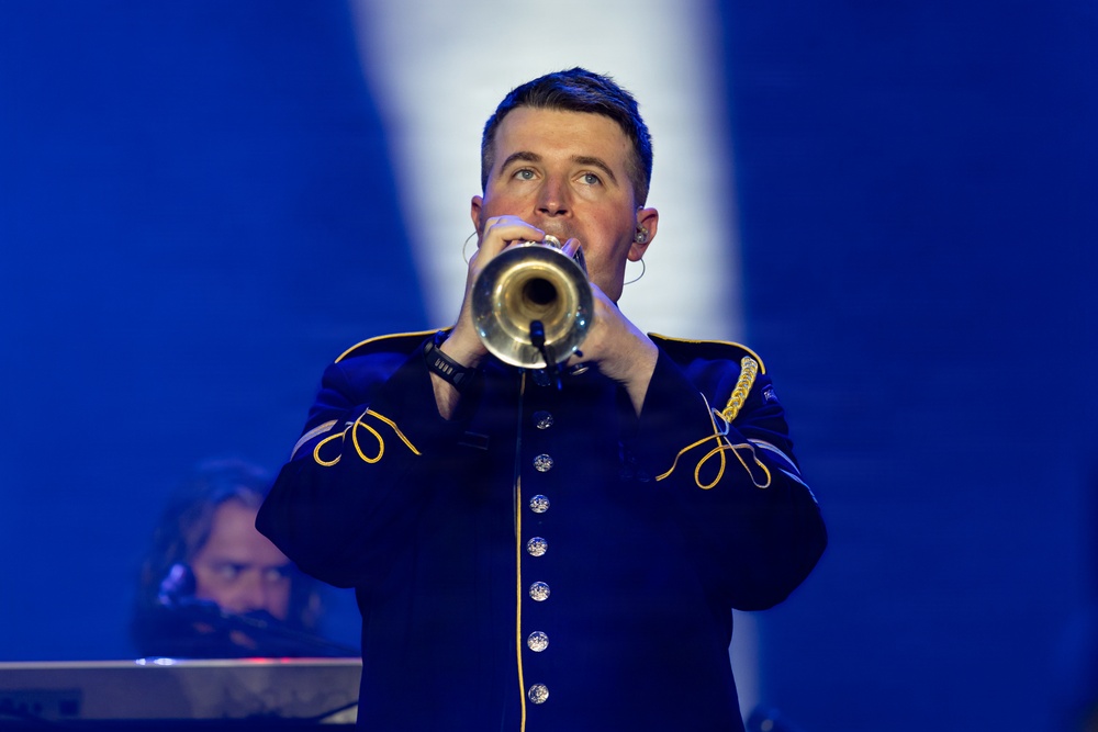 The U.S. Army Ceremonial Band performs with Zac Brown Band at Freedom 250 Fan Fest