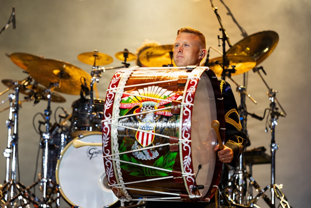 The U.S. Army Ceremonial Band performs with Zac Brown Band at Freedom 250 Fan Fest