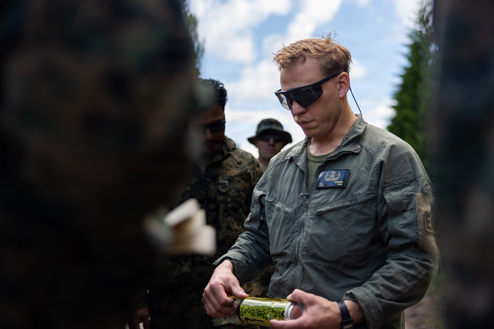 U.S. Explosive Ordnance Disposal Marines conduct a demolition range while in Baltic Sea