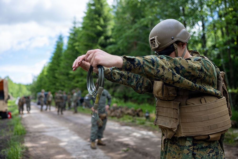 U.S. Explosive Ordnance Disposal Marines conduct a demolition range while in Baltic Sea