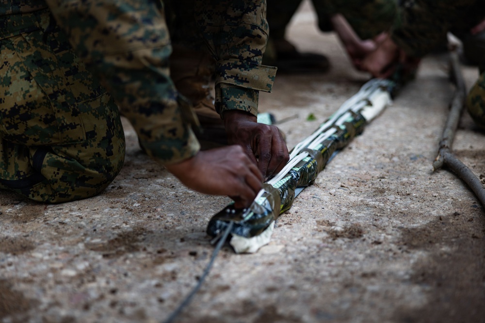 U.S. Explosive Ordnance Disposal Marines conduct a demolition range while in Baltic Sea