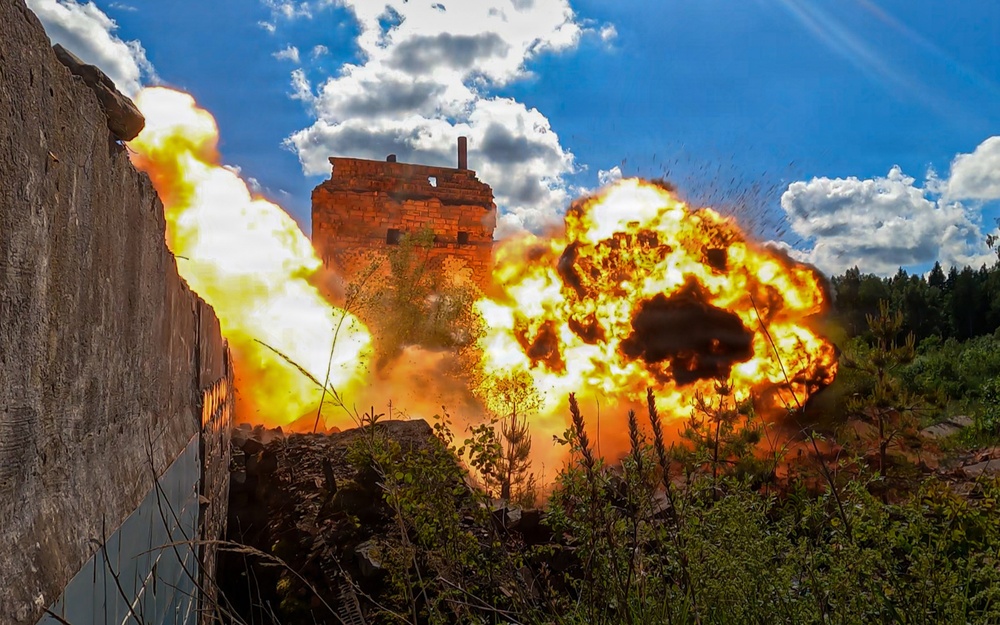 U.S. Explosive Ordnance Disposal Marines conduct a demolition range while in Baltic Sea