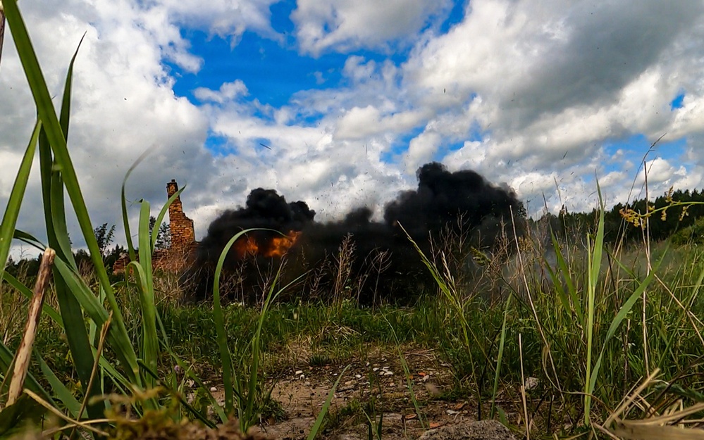 U.S. Explosive Ordnance Disposal Marines conduct a demolition range while in Baltic Sea