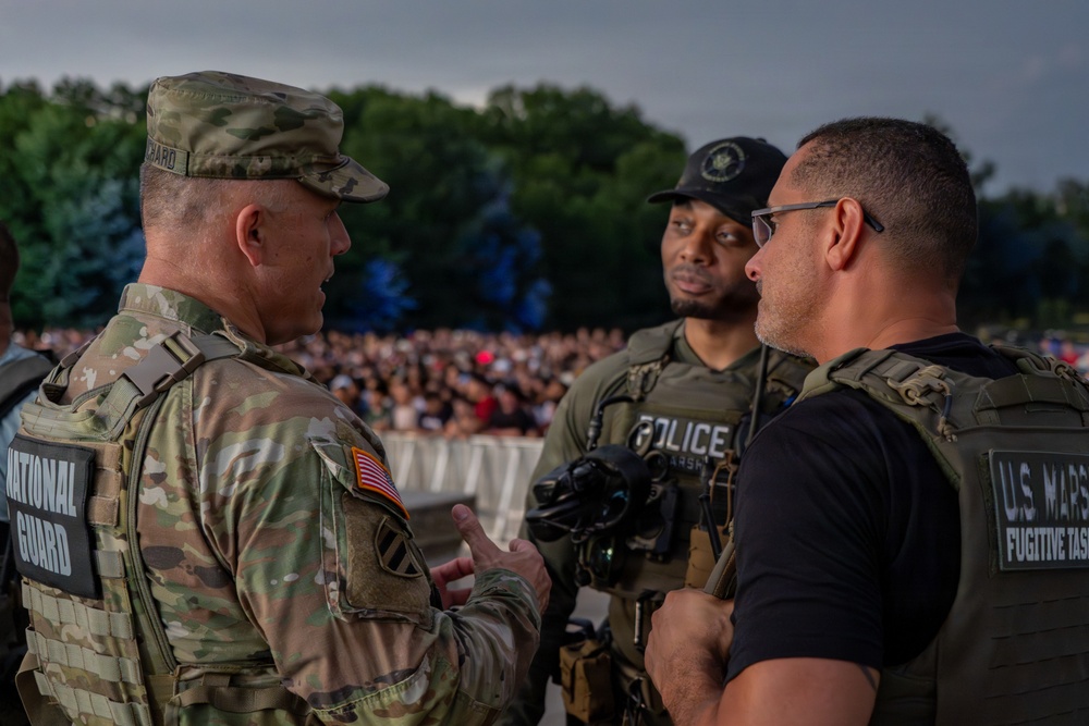 District of Columbia National Guardsmen support operations during the UFC Freedom 250 Press Conference