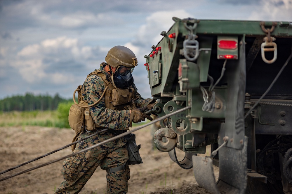 U.S. Marines conduct vehicle recovery drills in Baltic Sea