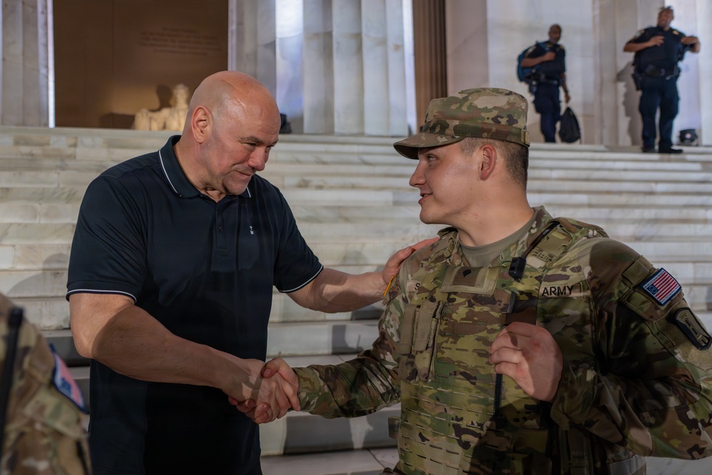 Mississippi National Guardsmen meet Dana White at the UFC Freedom 250 Press Conference
