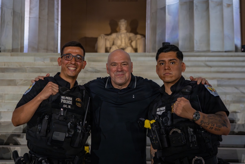 U.S. Park Police Officers meet Dana White at the UFC Freedom 250 Press Conference