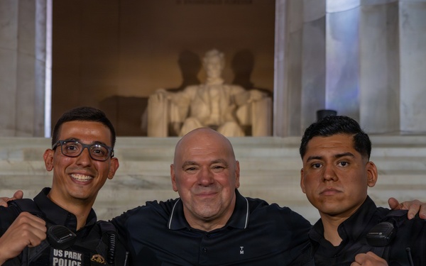 U.S. Park Police Officers meet Dana White at the UFC Freedom 250 Press Conference