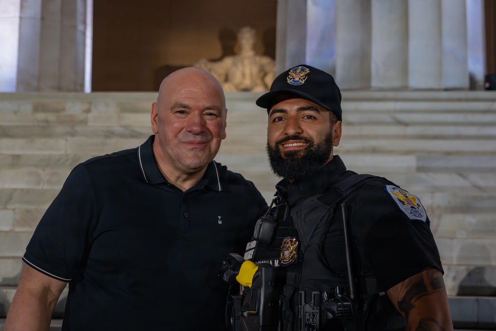 U.S. Park Police Officers meet Dana White at the UFC Freedom 250 Press Conference