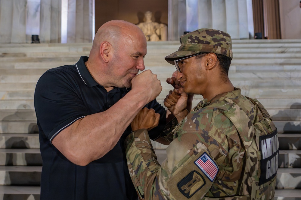 Mississippi National Guardsmen meet Dana White at the UFC Freedom 250 Press Conference