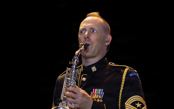 The U.S. Army Ceremonial Band performs with Zac Brown Band at Freedom 250 Fan Fest