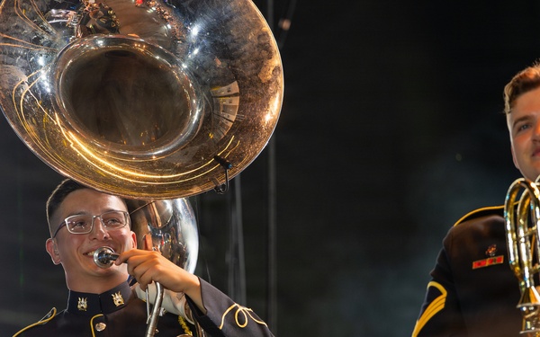 The U.S. Army Ceremonial Band performs with Zac Brown Band at Freedom 250 Fan Fest