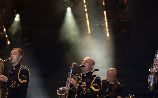 The U.S. Army Ceremonial Band performs with Zac Brown Band at Freedom 250 Fan Fest