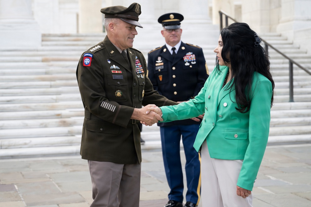 An Army Full Honors Wreath-Laying Ceremony is Conducted at the Tomb of the Unknown Soldier in Honor of the U.S. Army's 251st Birthday