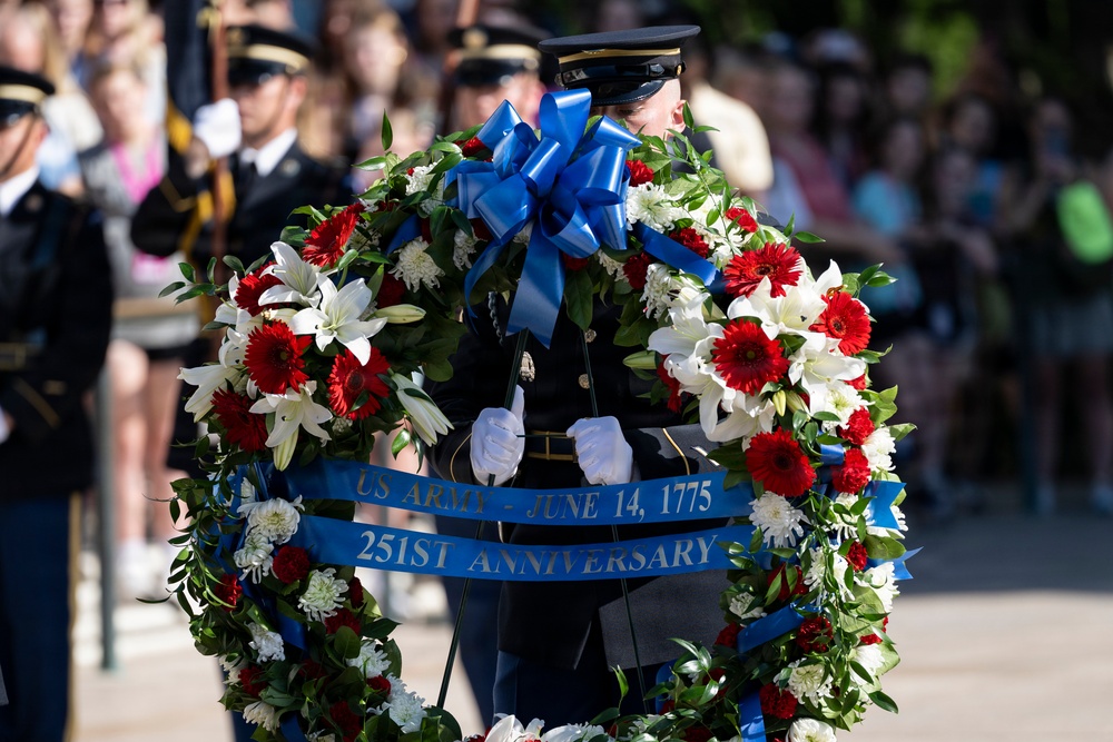 An Army Full Honors Wreath-Laying Ceremony is Conducted at the Tomb of the Unknown Soldier in Honor of the U.S. Army's 251st Birthday
