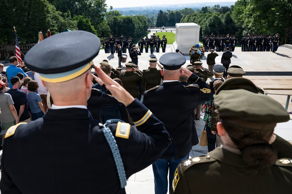 An Army Full Honors Wreath-Laying Ceremony is Conducted at the Tomb of the Unknown Soldier in Honor of the U.S. Army's 251st Birthday