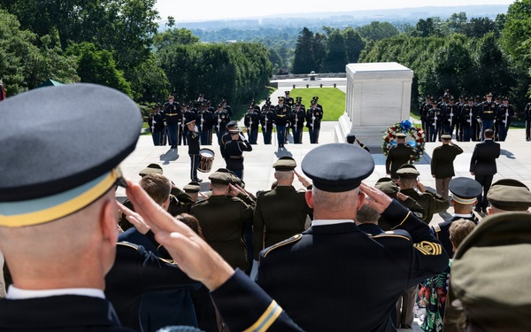 An Army Full Honors Wreath-Laying Ceremony is Conducted at the Tomb of the Unknown Soldier in Honor of the U.S. Army's 251st Birthday