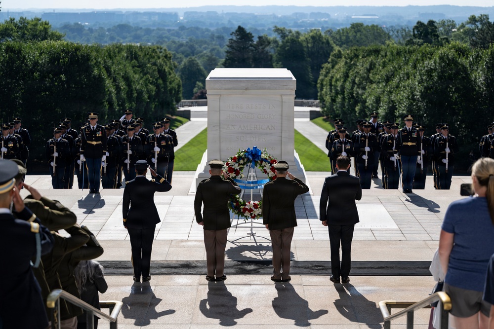 An Army Full Honors Wreath-Laying Ceremony is Conducted at the Tomb of the Unknown Soldier in Honor of the U.S. Army's 251st Birthday