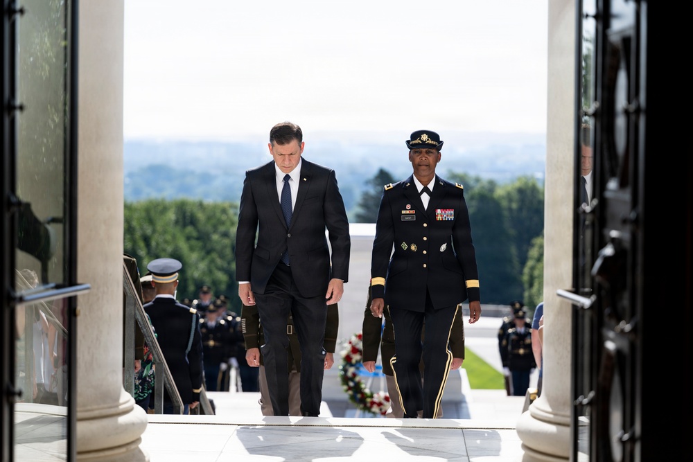 An Army Full Honors Wreath-Laying Ceremony is Conducted at the Tomb of the Unknown Soldier in Honor of the U.S. Army's 251st Birthday