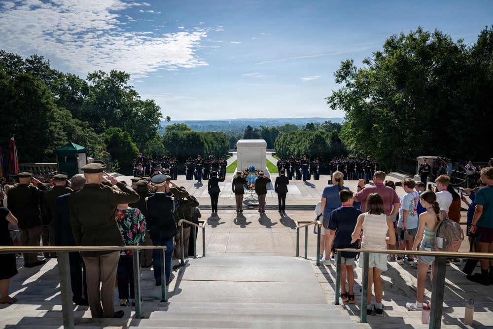 An Army Full Honors Wreath-Laying Ceremony is Conducted at the Tomb of the Unknown Soldier in Honor of the U.S. Army's 251st Birthday