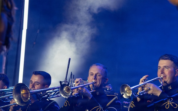 The U.S. Army Ceremonial Band performs with Zac Brown Band at Freedom 250 Fan Fest