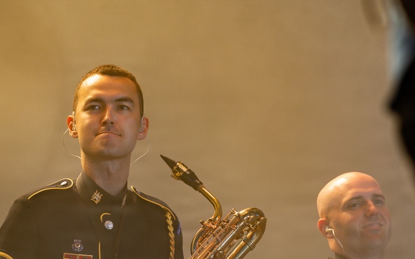 The U.S. Army Ceremonial Band performs with Zac Brown Band at Freedom 250 Fan Fest