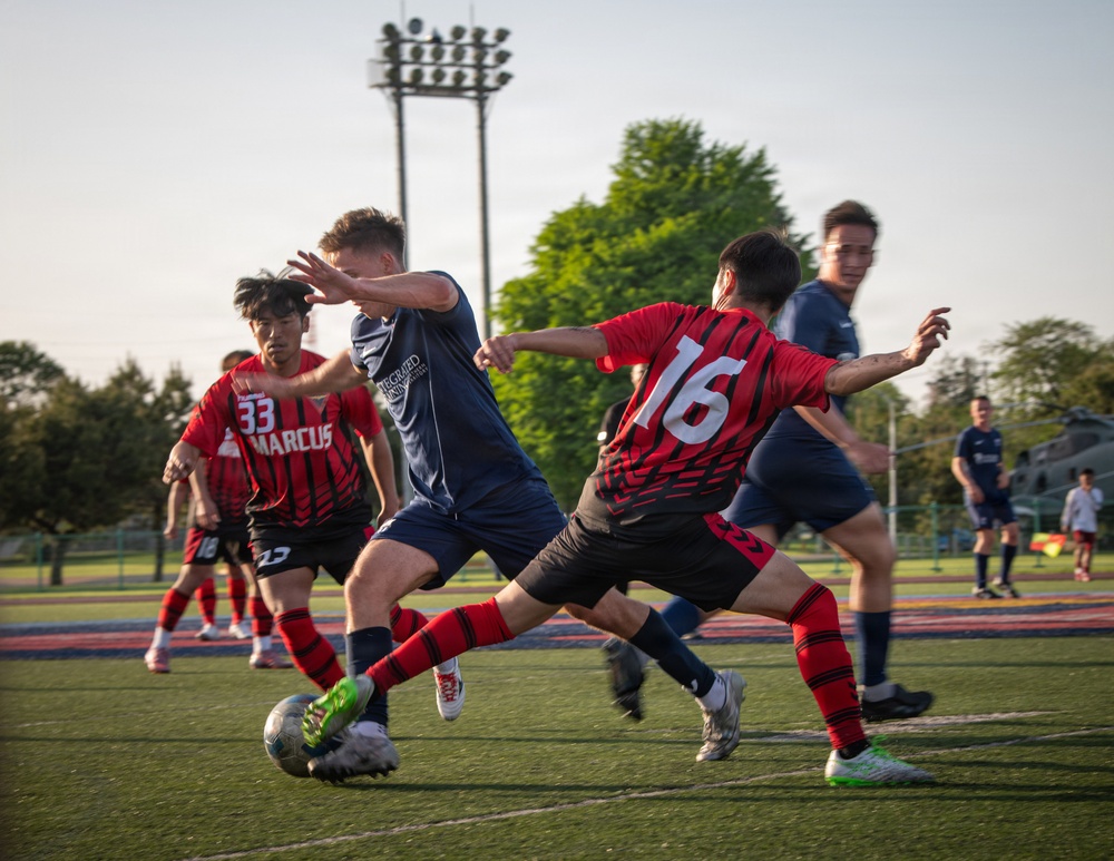 Japan, U.S. Australian Trilateral Soccer Game Onboard NAF Atsugi