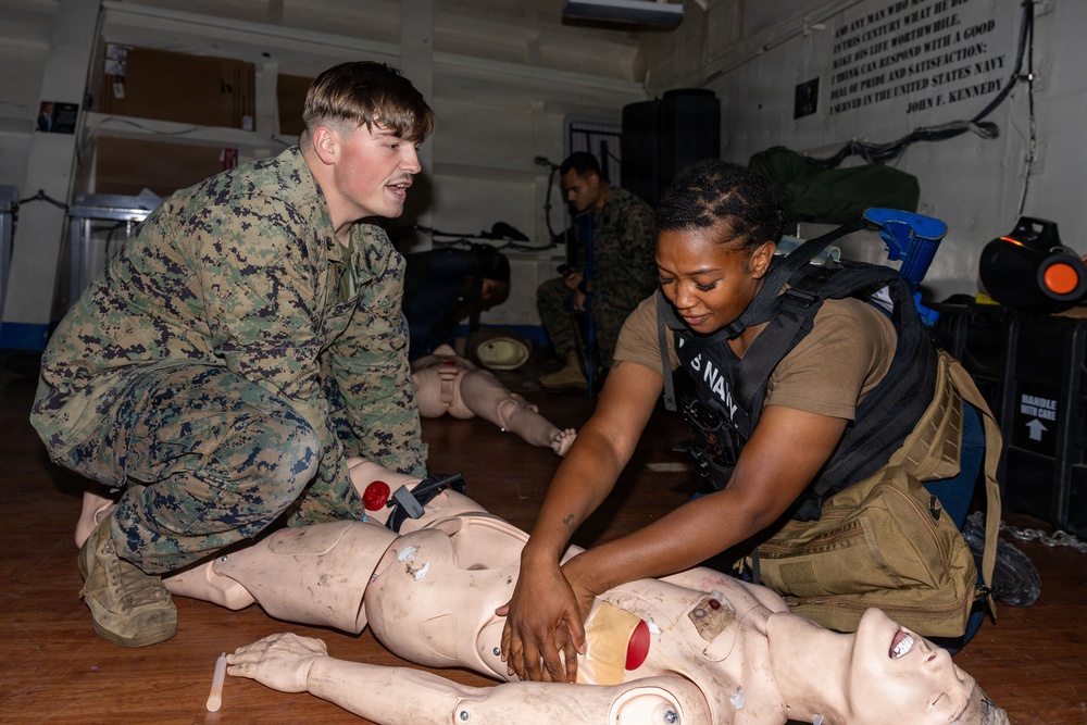 U.S Sailors, Marines Conduct TCCC Training Aboard USS Boxer