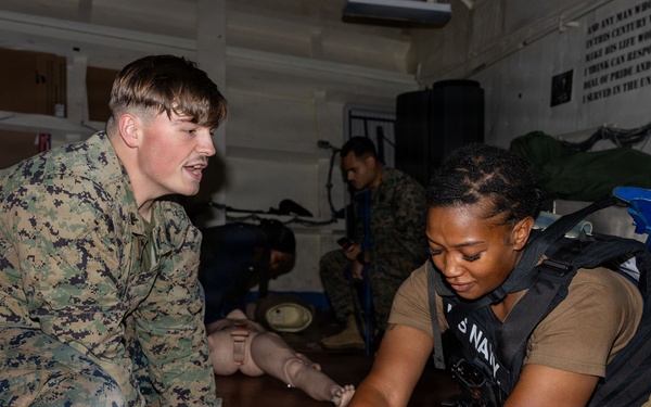 U.S Sailors, Marines Conduct TCCC Training Aboard USS Boxer