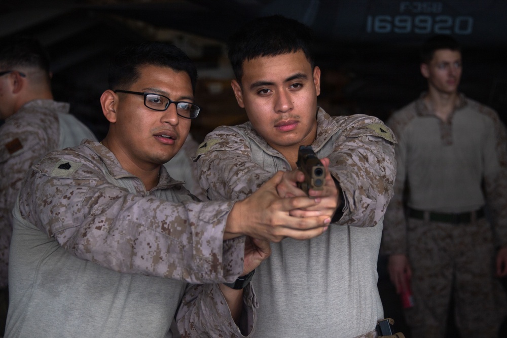 BOXARG Marines and Sailors Conduct Weapons Familiarization, FOD Walkdown