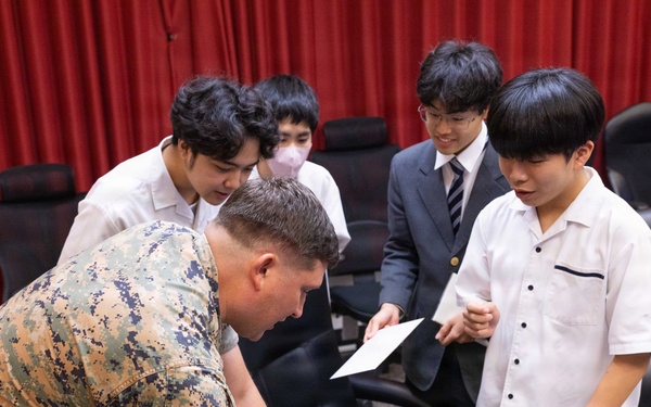 Okinawa Catholic High School students tour MCAS Futenma.