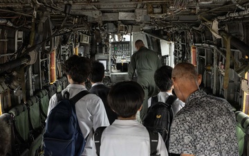 Okinawa Catholic High School students tour MCAS Futenma.